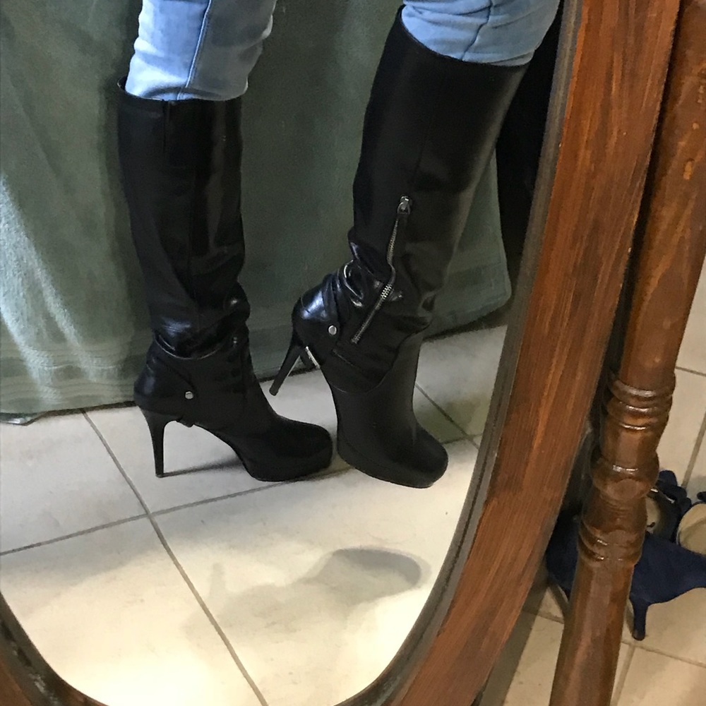 Nine West black leather boots - Picture 3 of 6